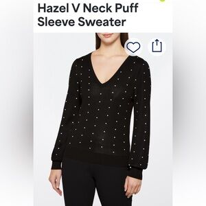 Daniel Rainn black/ white, V-neck, puff sleeved sweater. New!